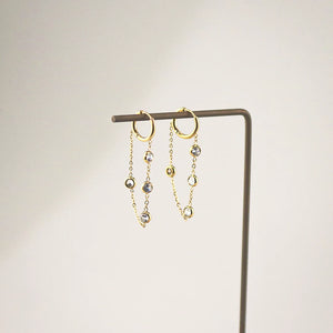crystal chain hoop earrings