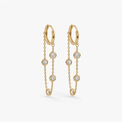crystal chain hoop earrings