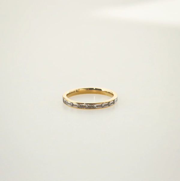 Waterproof Crystal Slim Band Ring – 18k Gold Stainless Steel