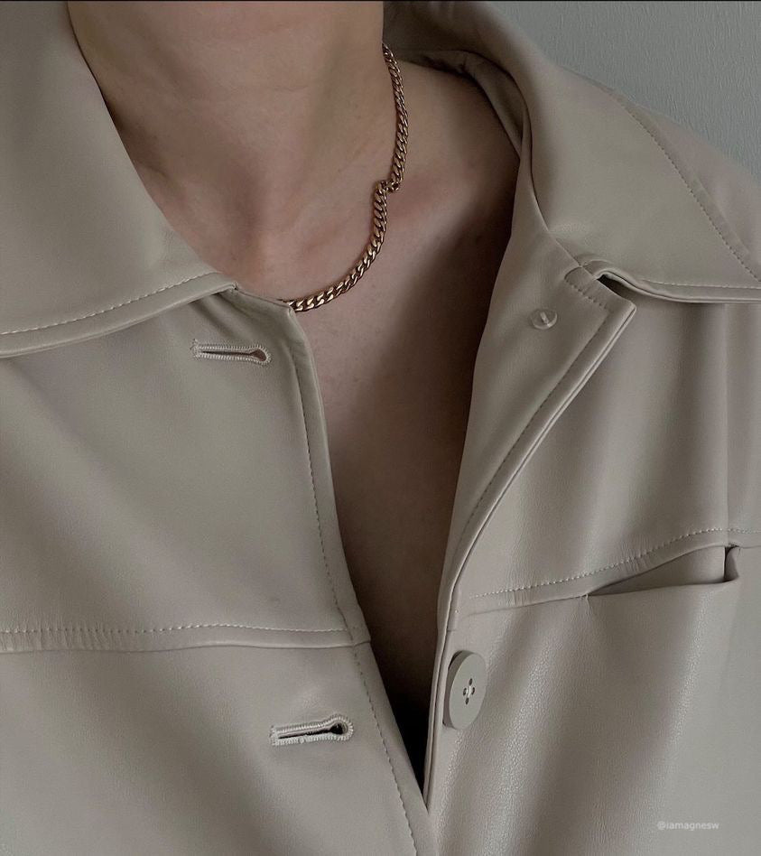 Cora Curb Chain Necklace, 18k gold-plated stainless steel