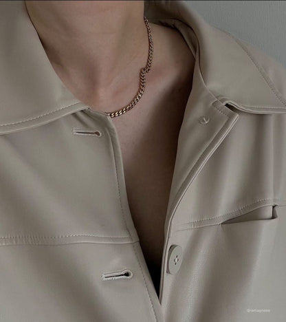 Meideya Cora Curb Chain Necklace, 18k gold-plated stainless steel