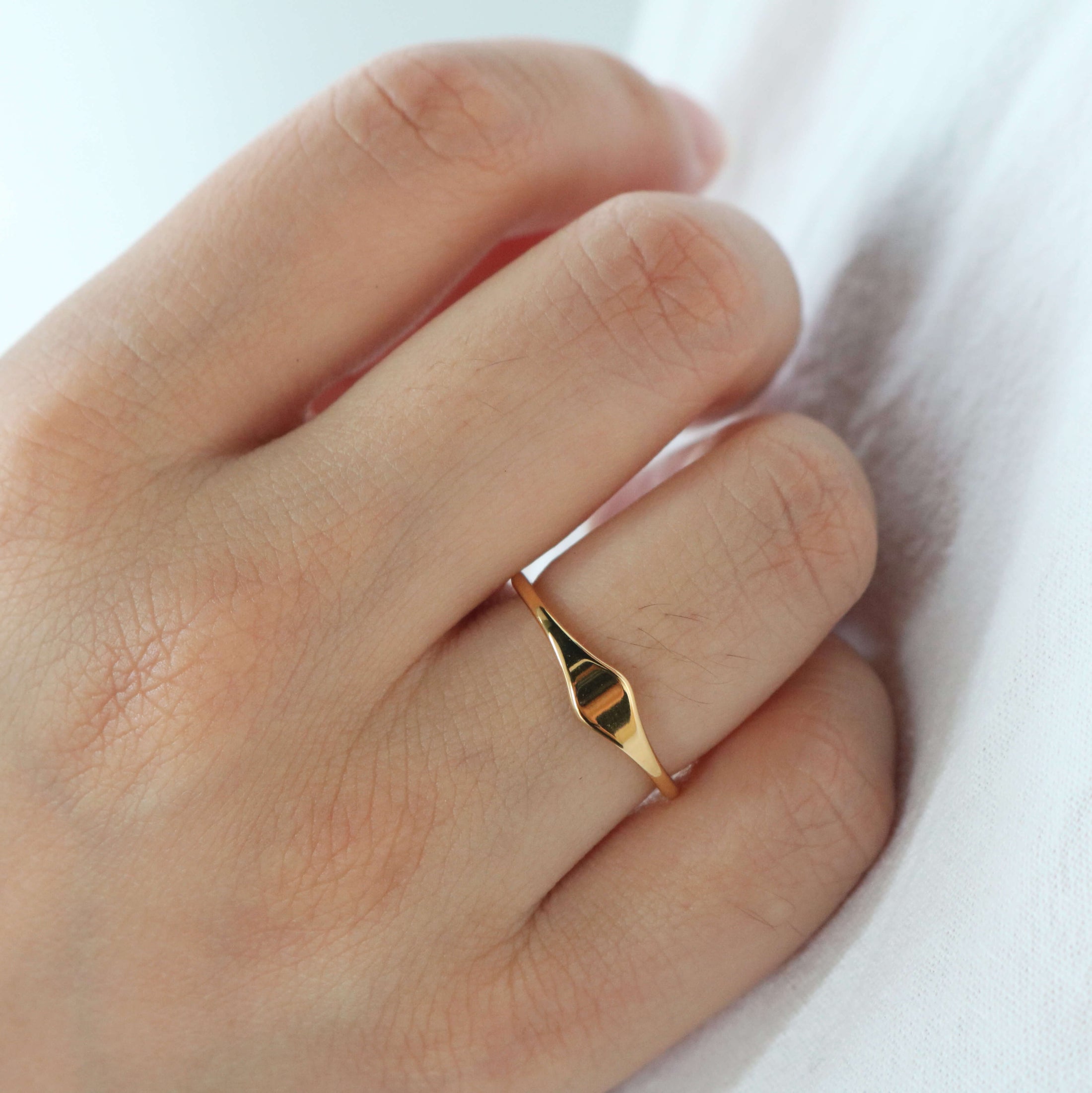 Tarnish-Free Waterproof 18k Gold Plated Stacker Ring, 18k gold-plated stainless steel