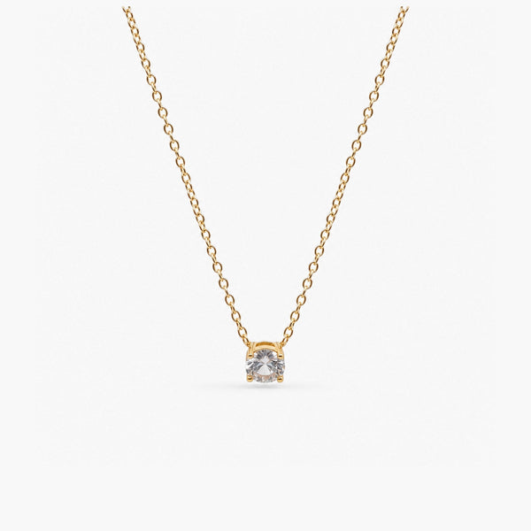 Dainty Solitaire Necklace – 18k Gold Plated