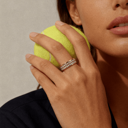 paved band ring in stainless steel, gold waterproof jewelry for everyday wear