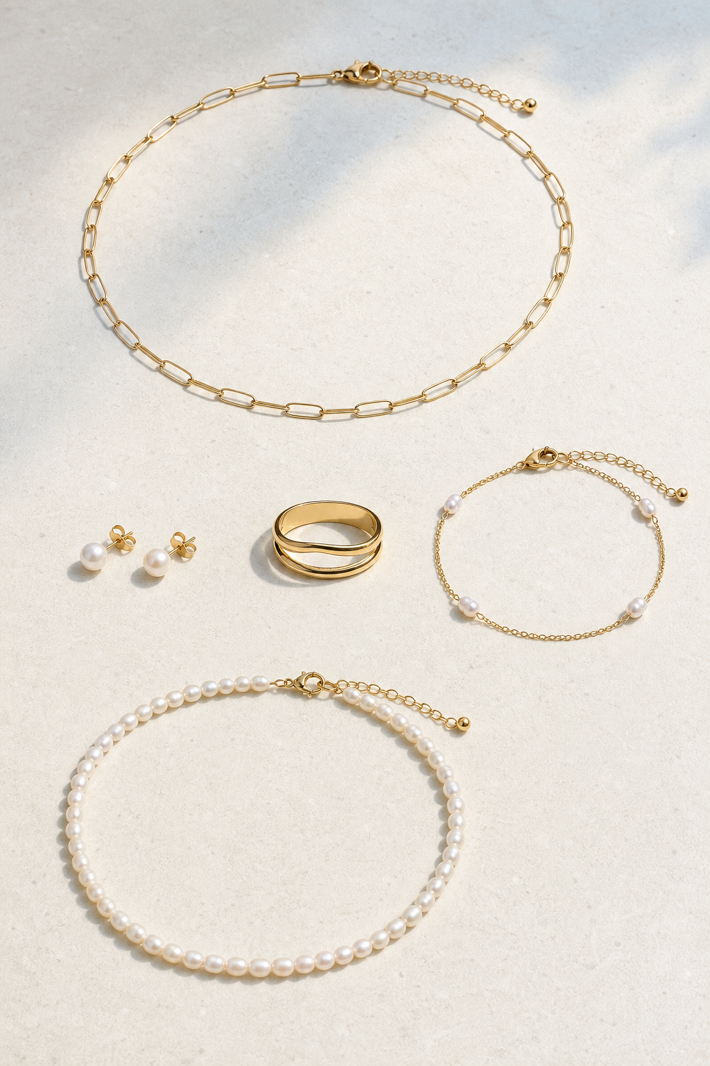 Daylight Tideline jewelry set — flat lay