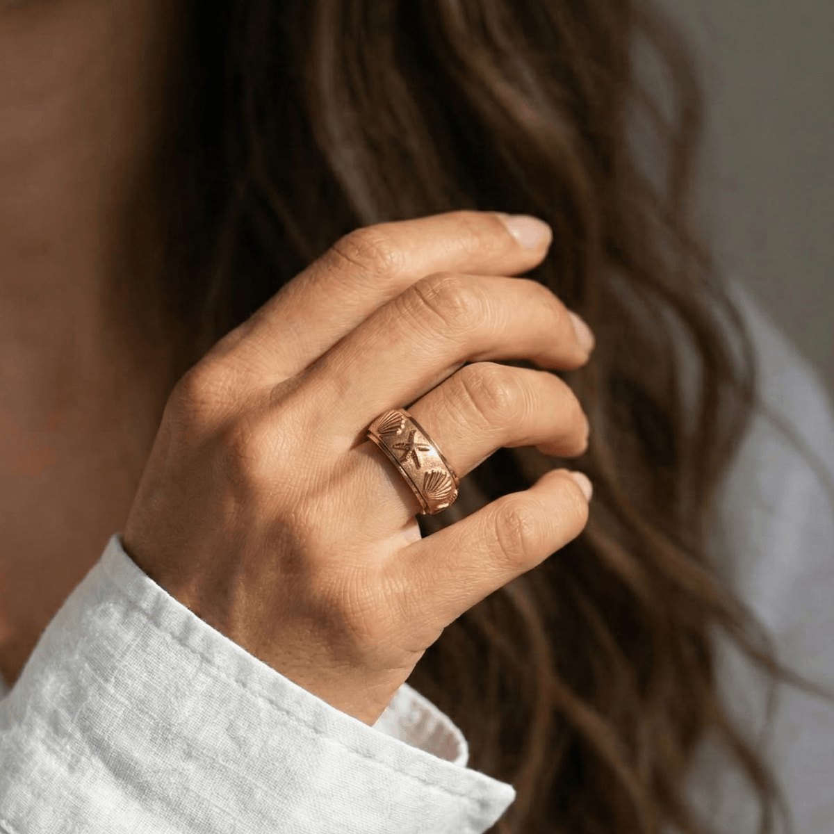 Waterproof Gold Plated Fidget Ring, 18k gold-plated stainless steel