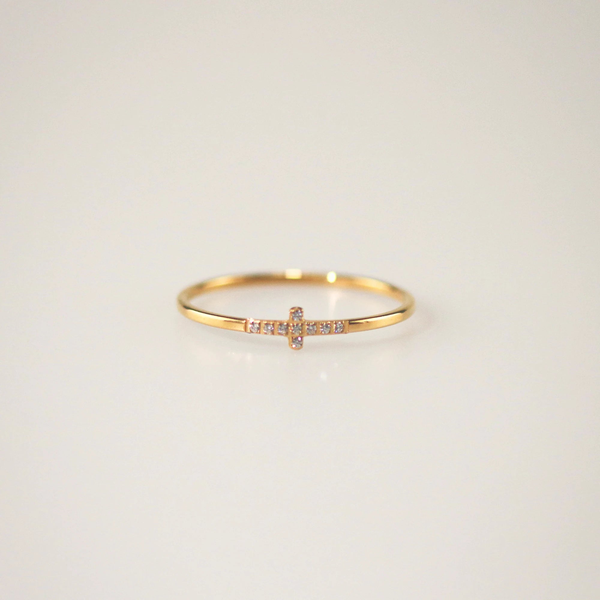Meideya Jewelry Delicate Pave Cross Ring