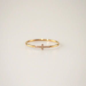 Meideya Jewelry Delicate Pave Cross Ring