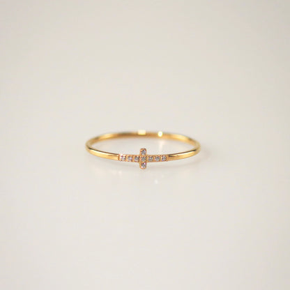 Delicate Pave Cross Ring