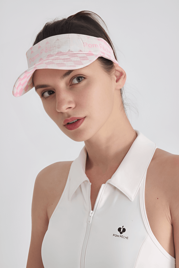 Diana Pink and White Checkers Adjustable Visor Cap Hat - Stylr