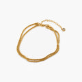 Double Layer Diamond-Cut Anklet – Waterproof Gold