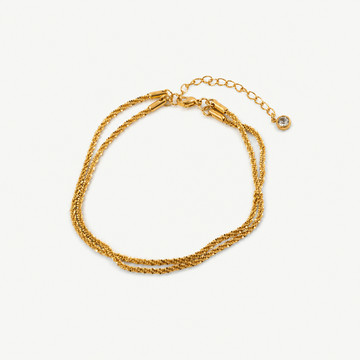 Double Layer Diamond-Cut Anklet