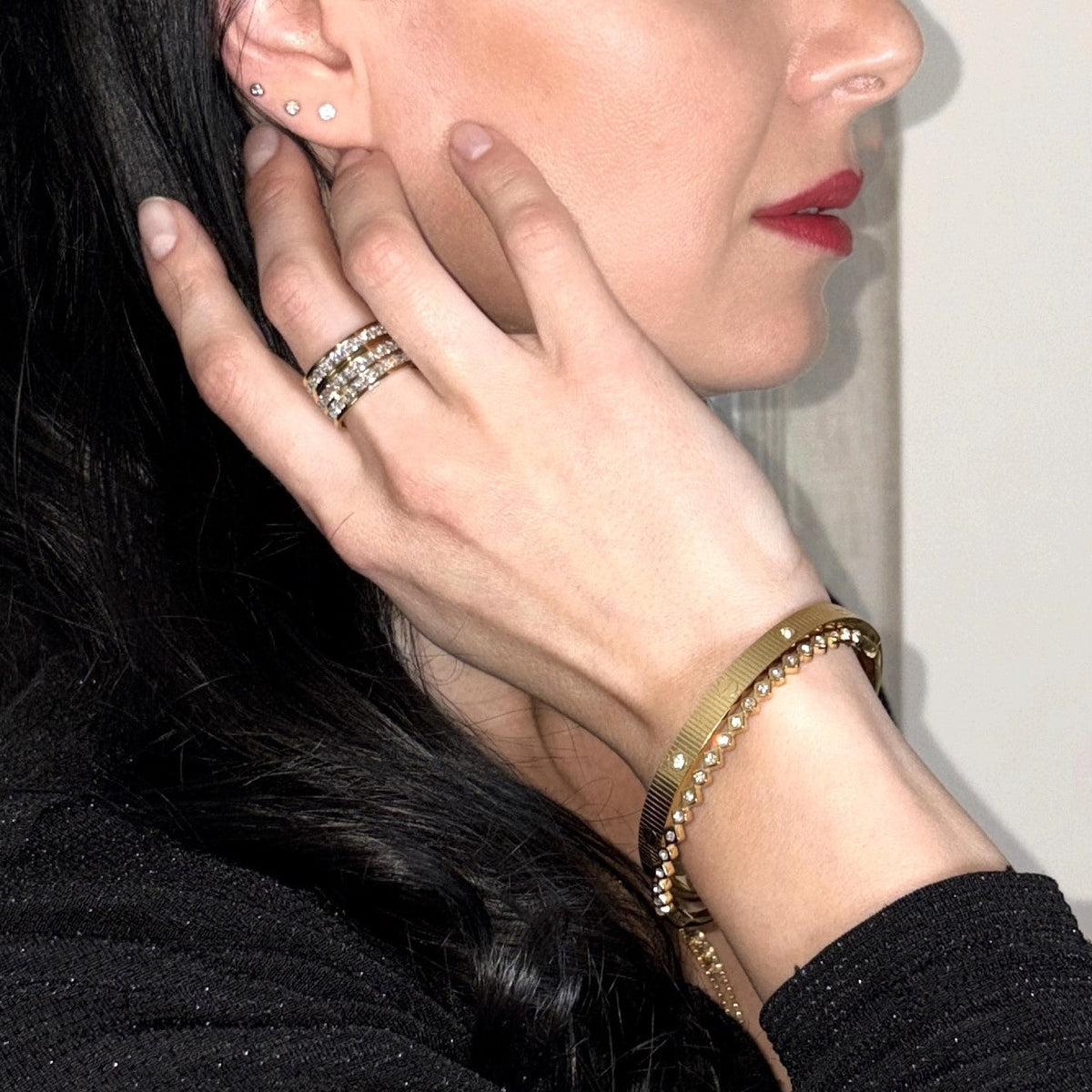 Twinkle Bangle, waterproof 18k gold-plated stainless steel