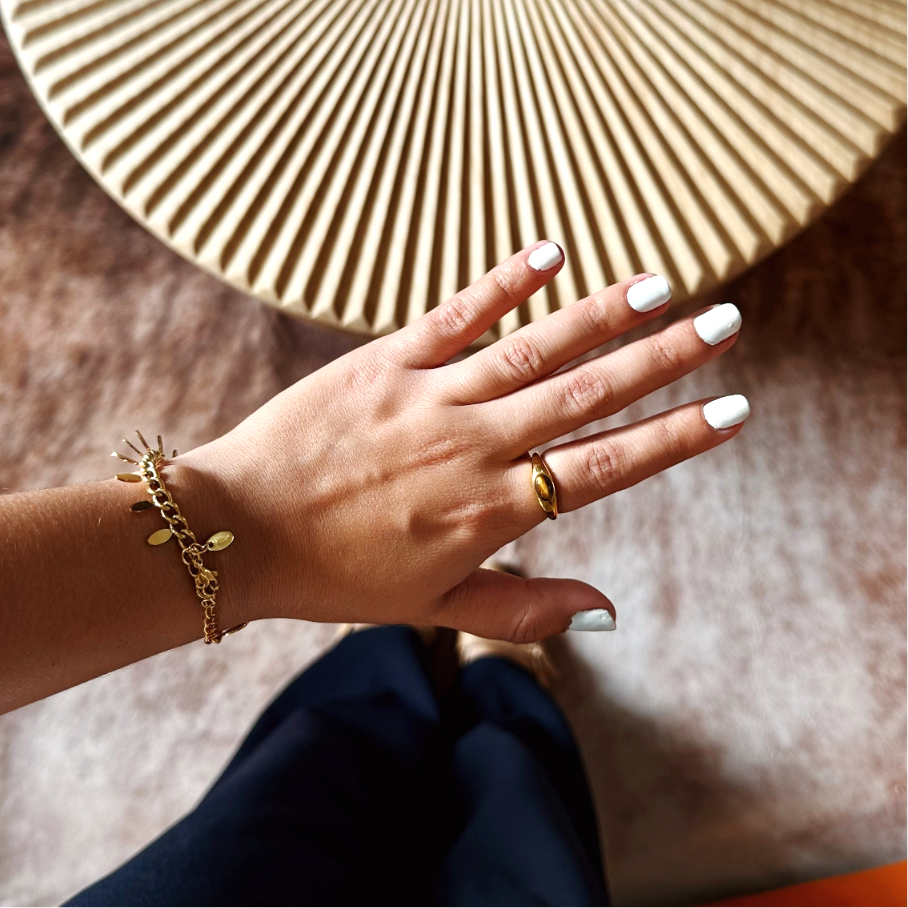 Tiger's Eye Statement Ring, waterproof 18k gold-plated stainless steel