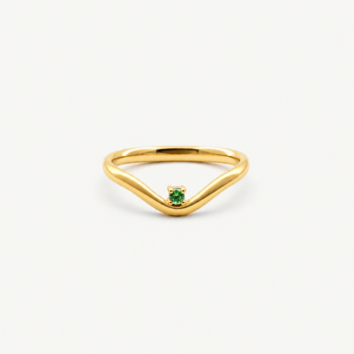 Emerald Dot Wave Ring