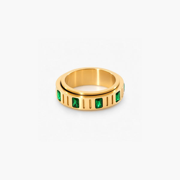 Emerald Fidget Spinner Ring - 18k Gold Plated Stainless Steel