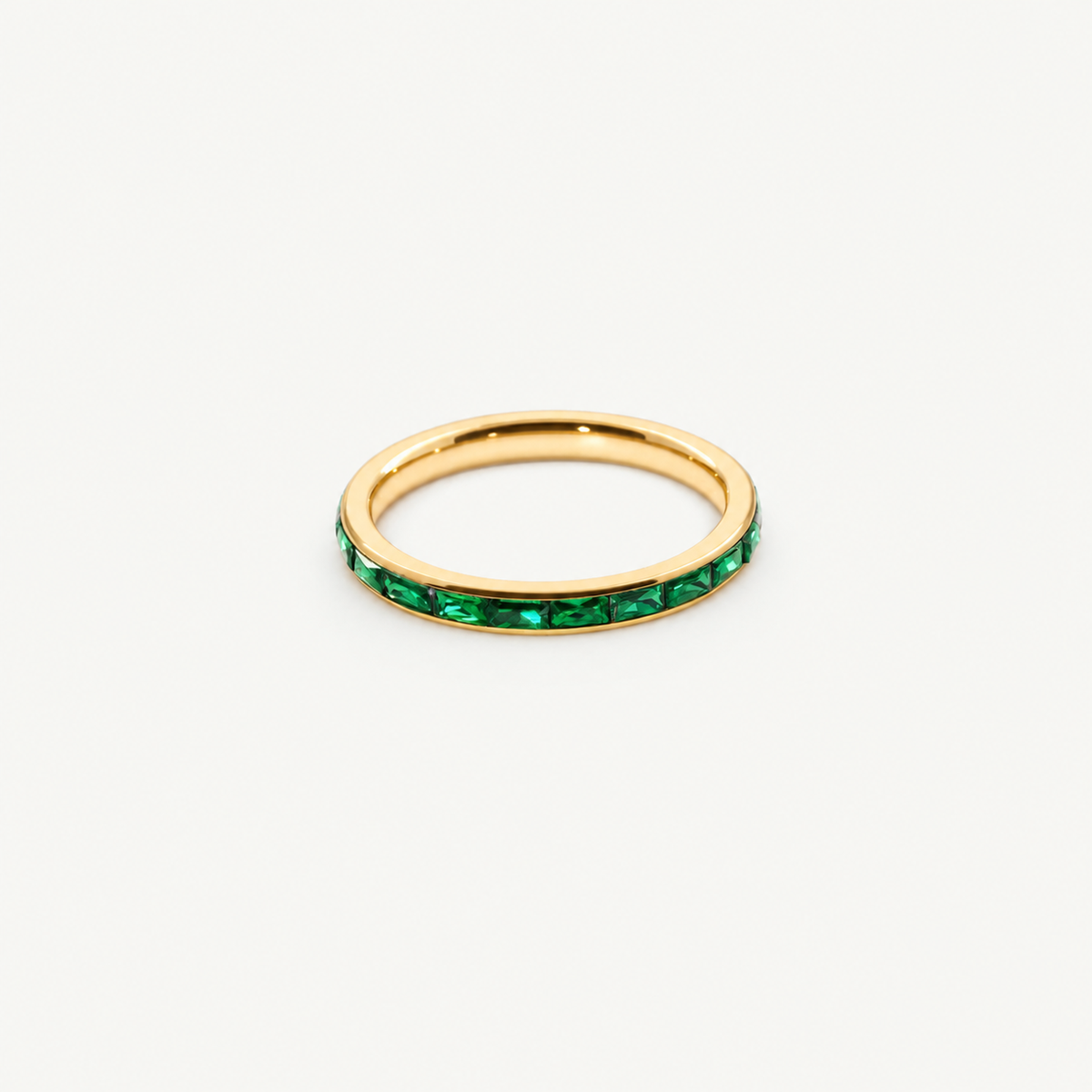 Emerald Slim Band Ring