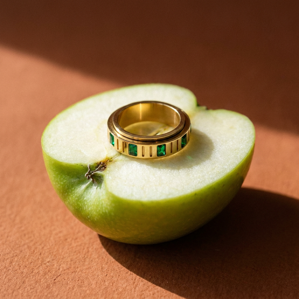 Emerald Fidget Spinner Ring - 18k Gold Plated Stainless Steel — lifestyle