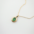 Emerald Gemstone Pendant Necklace, 18k Gold Plated Stainless Steel