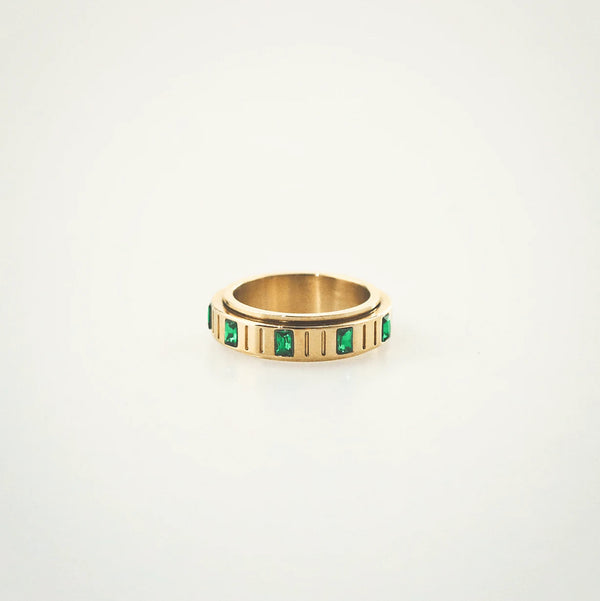 Emerald Fidget Spinner Ring - 18k Gold Plated Stainless Steel