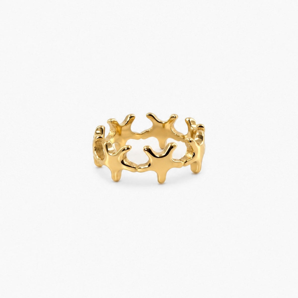 Gold Plated Starfish Band Ring - Waterproof Stackable Ring — 2
