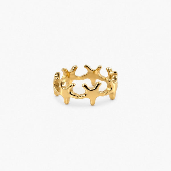 Gold Plated Starfish Band Ring - Waterproof Stackable Ring