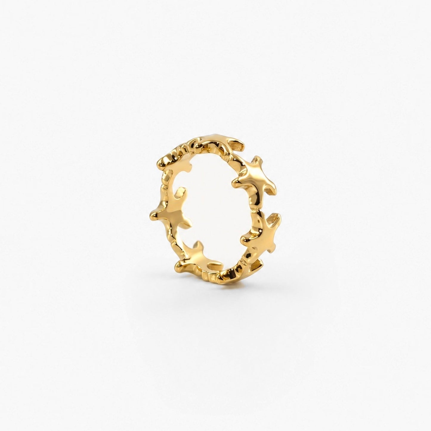 Gold Plated Starfish Band Ring - Waterproof Stackable Ring — 3
