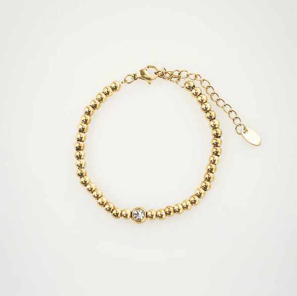 Waterproof Gold Beaded Solitaire Bracelet – Stylr