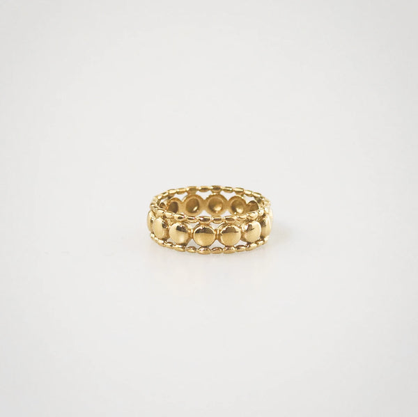 Waterproof Gold Infinity Beads Ring – Stainless Steel