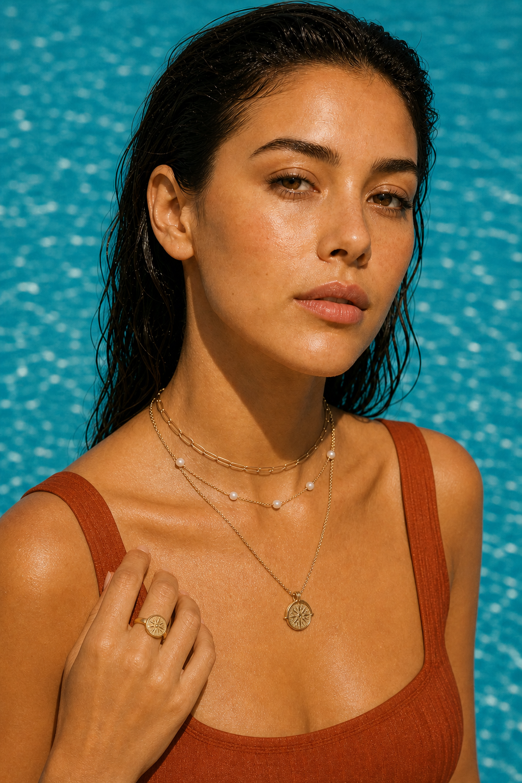 Golden Tide jewelry set — worn