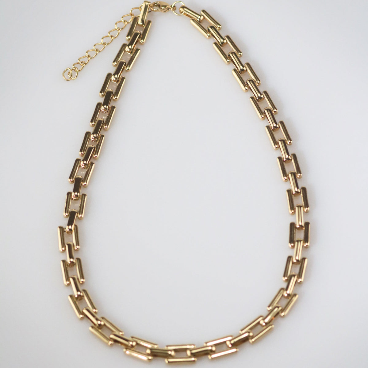 Waterproof 18k Gold Plated Square Chainlink Necklace, 18k gold-plated stainless steel
