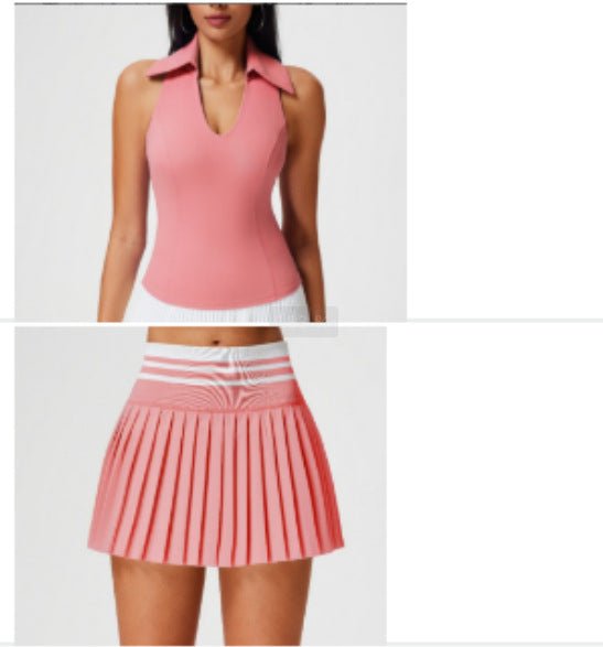 Golf Tennis Skirt Set with Secure Pocket Anti Slip S5T02 - Stylr