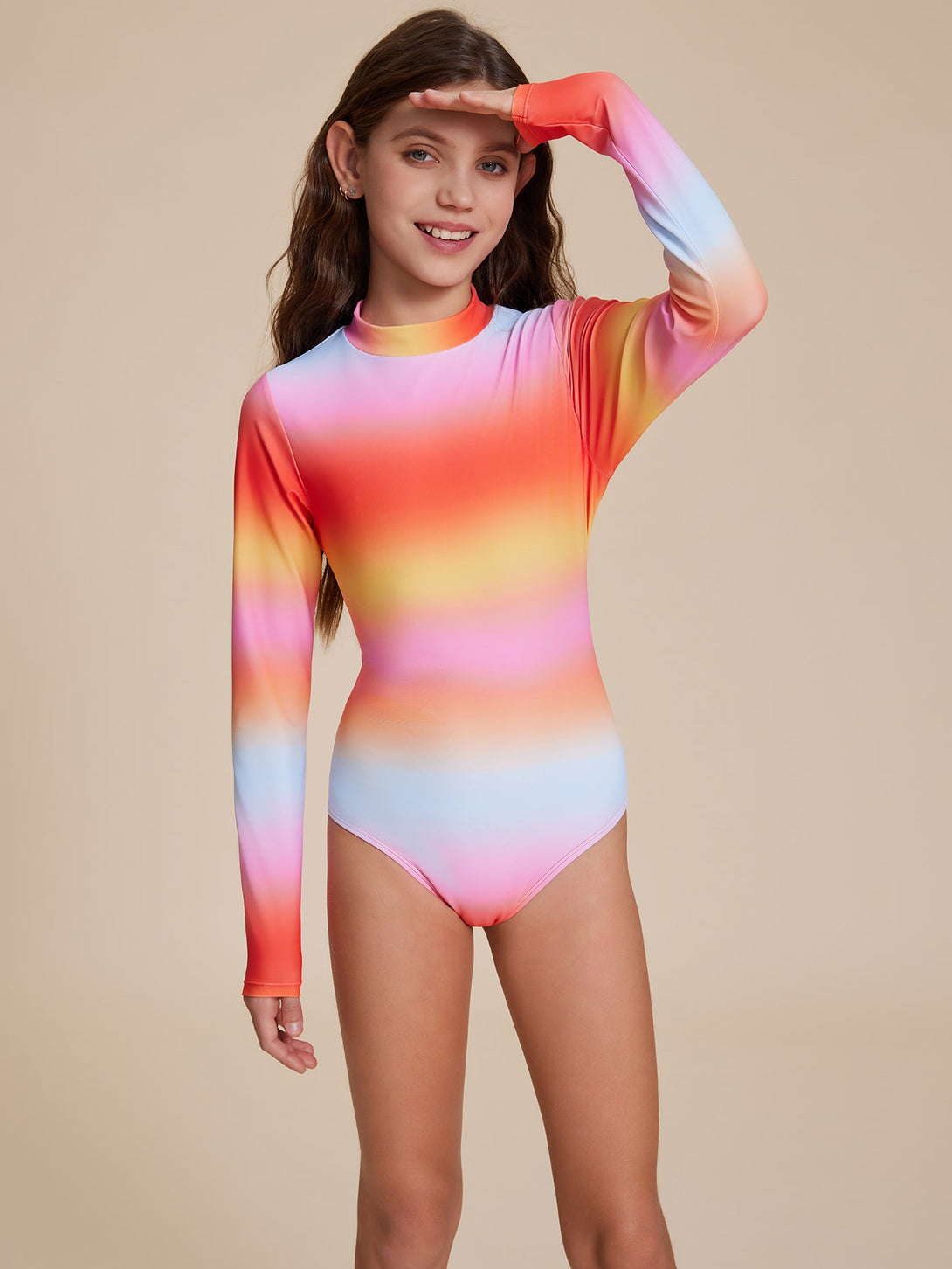 Gradient Long Sleeve Swimsuit - Stylr