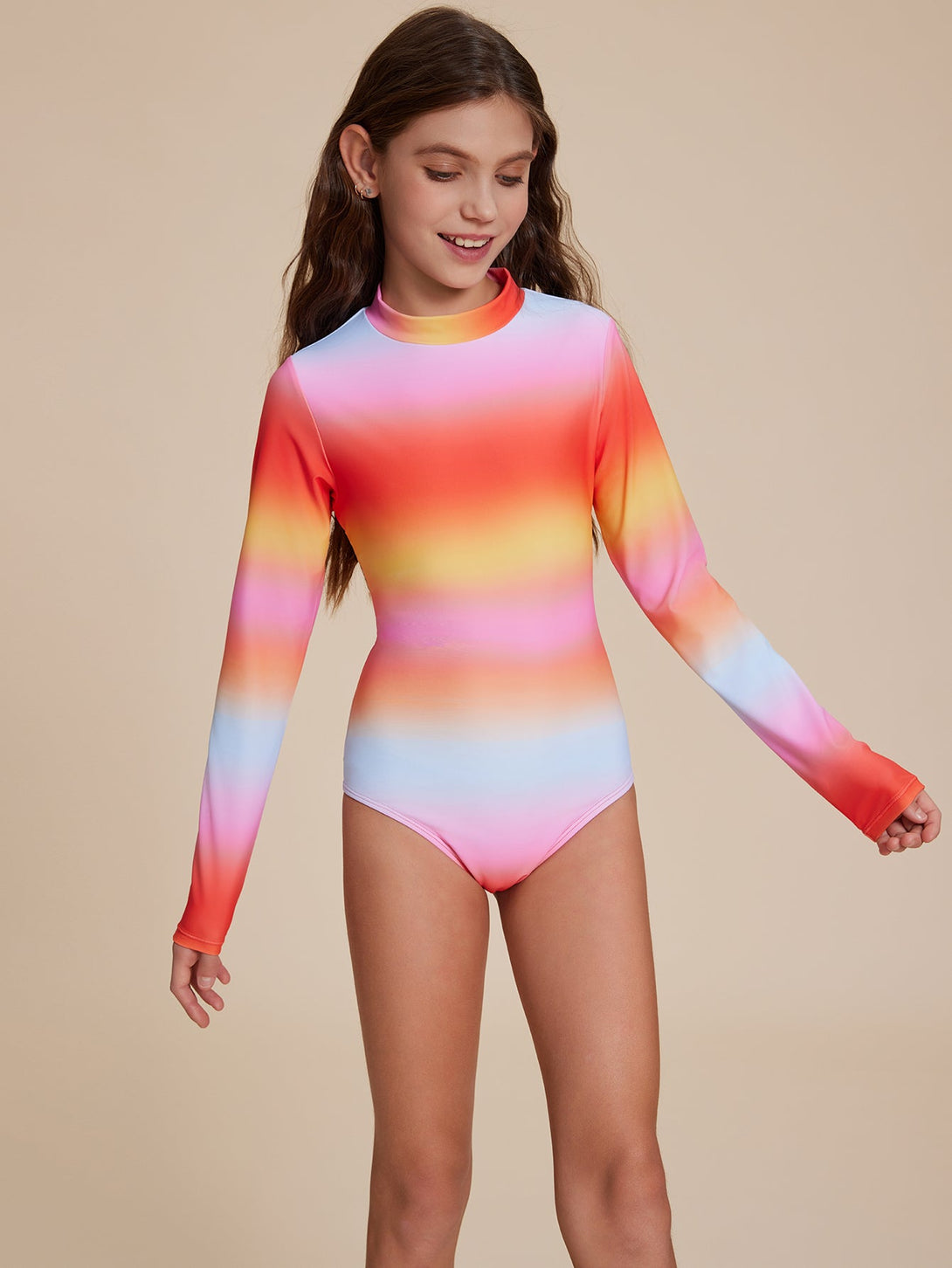 Gradient Long Sleeve Swimsuit - Stylr