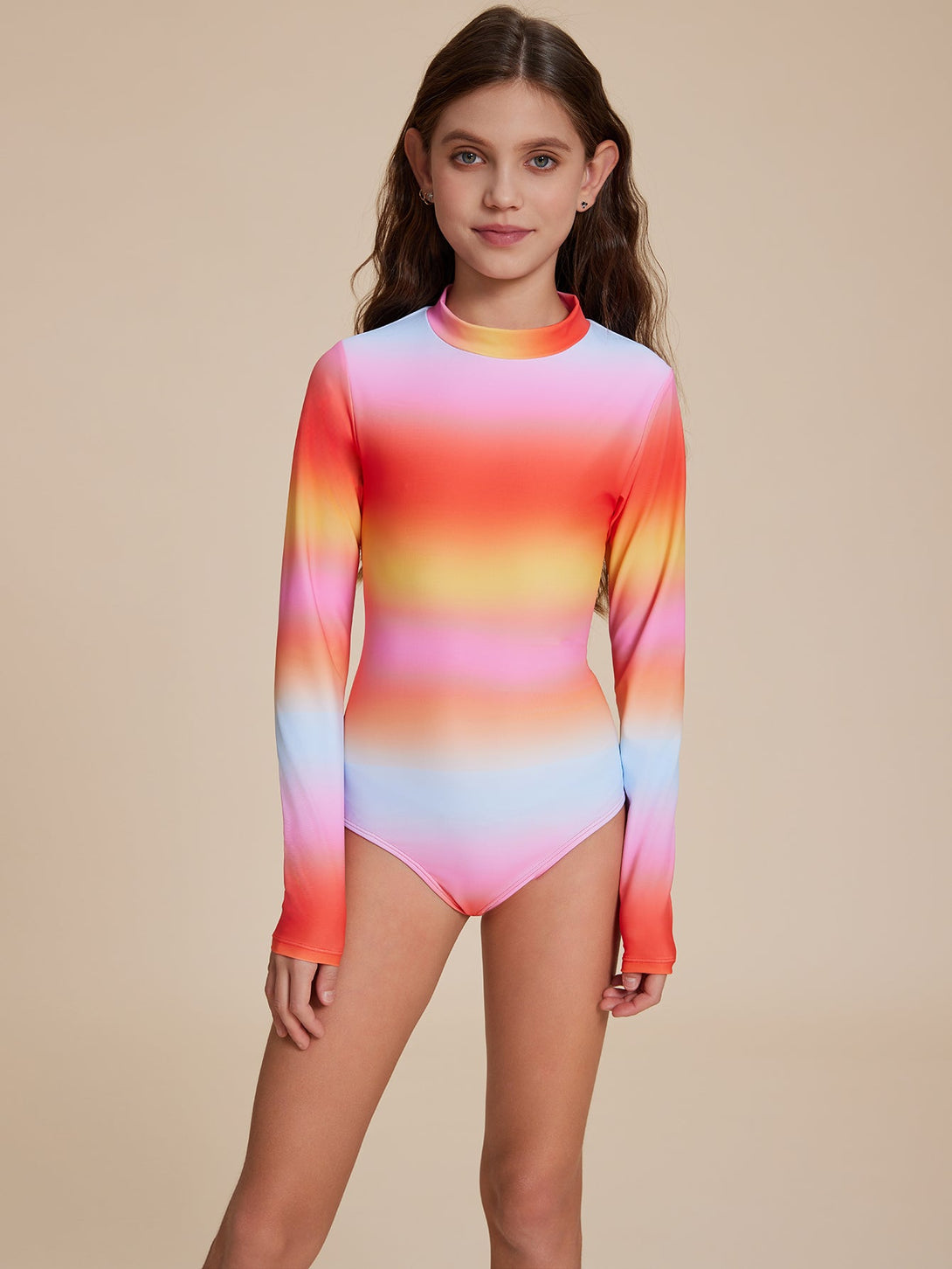 Gradient Long Sleeve Swimsuit - Stylr