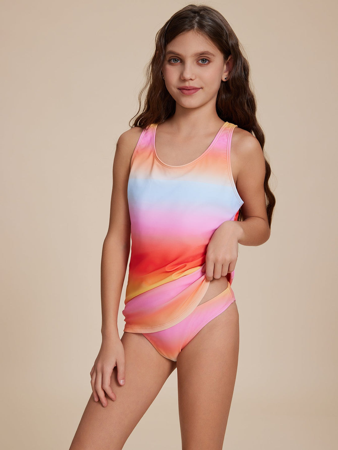 Gradient Skirted Swimsuit - Stylr