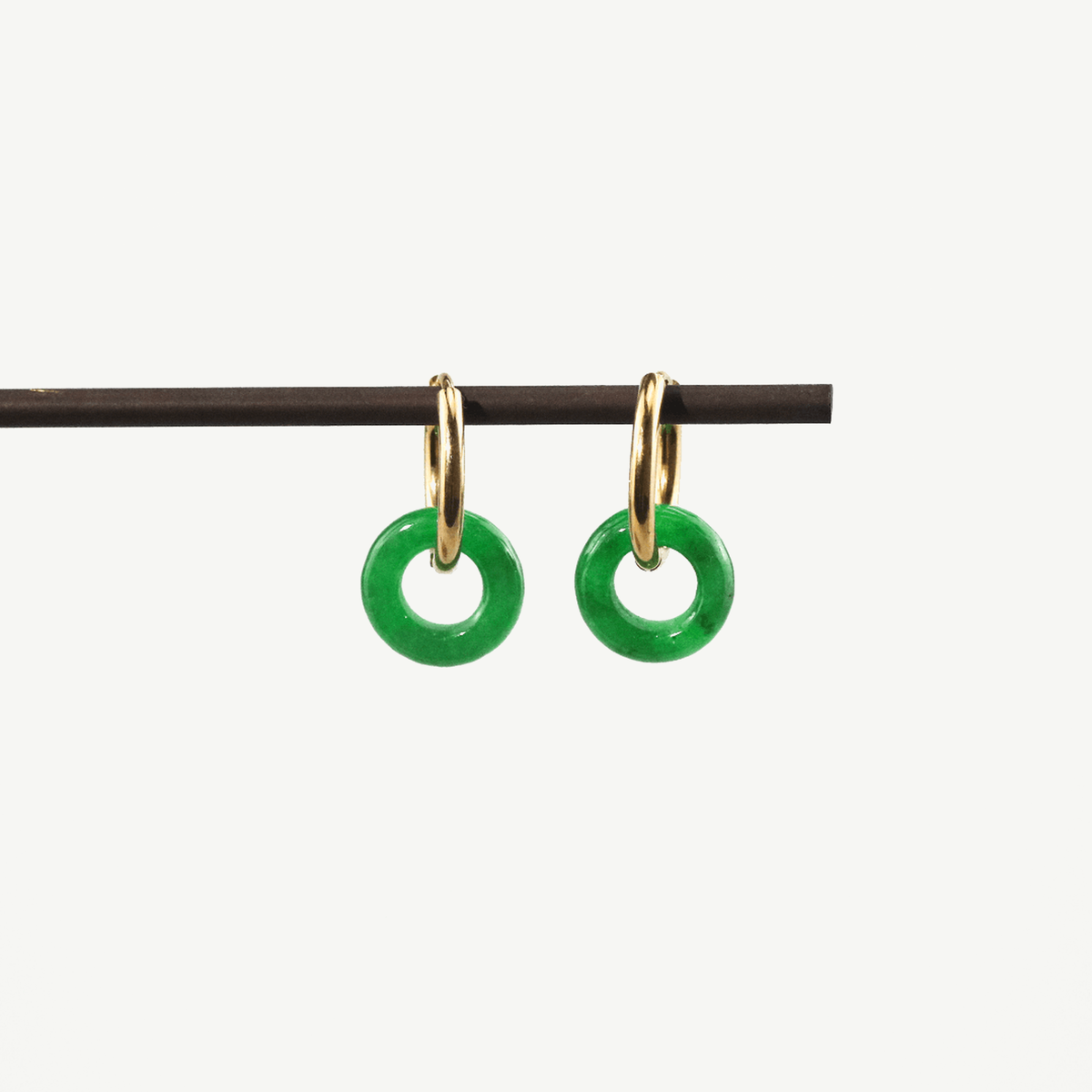 Green Jade Donut Hoop Earrings - Waterproof & Tarnish-Free
