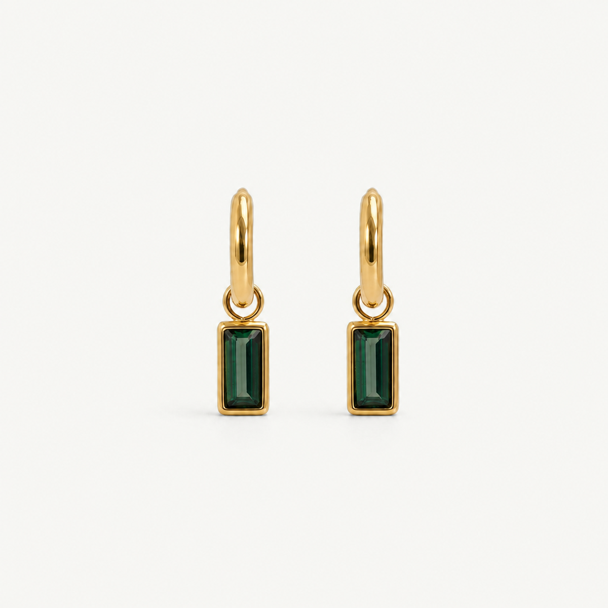 Green Sparkle Hoop Earrings
