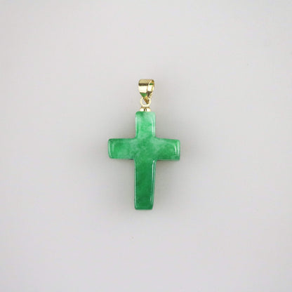 jade cross pendant in green color, cross that is made with jade