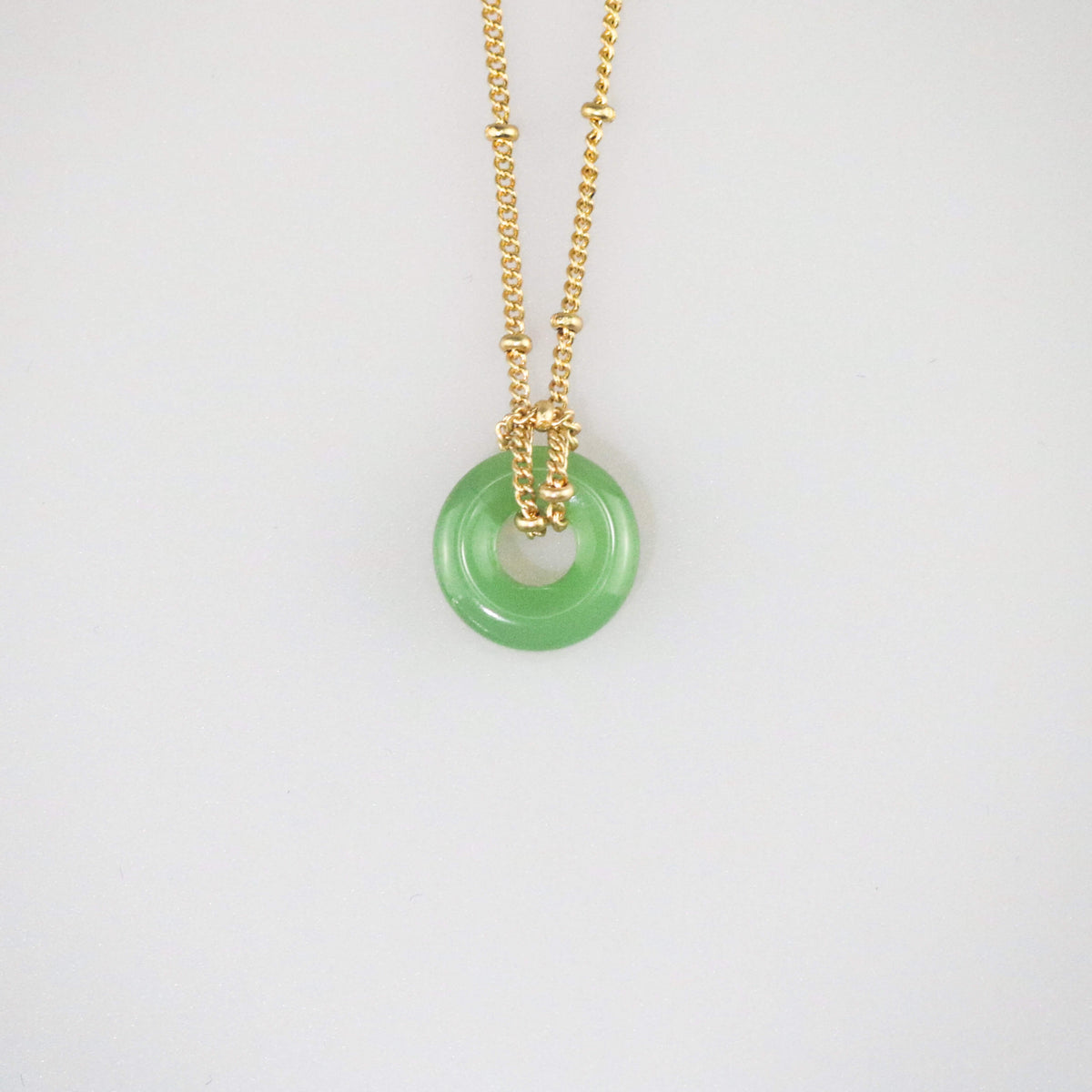 green jade necklace with stainless steel chain