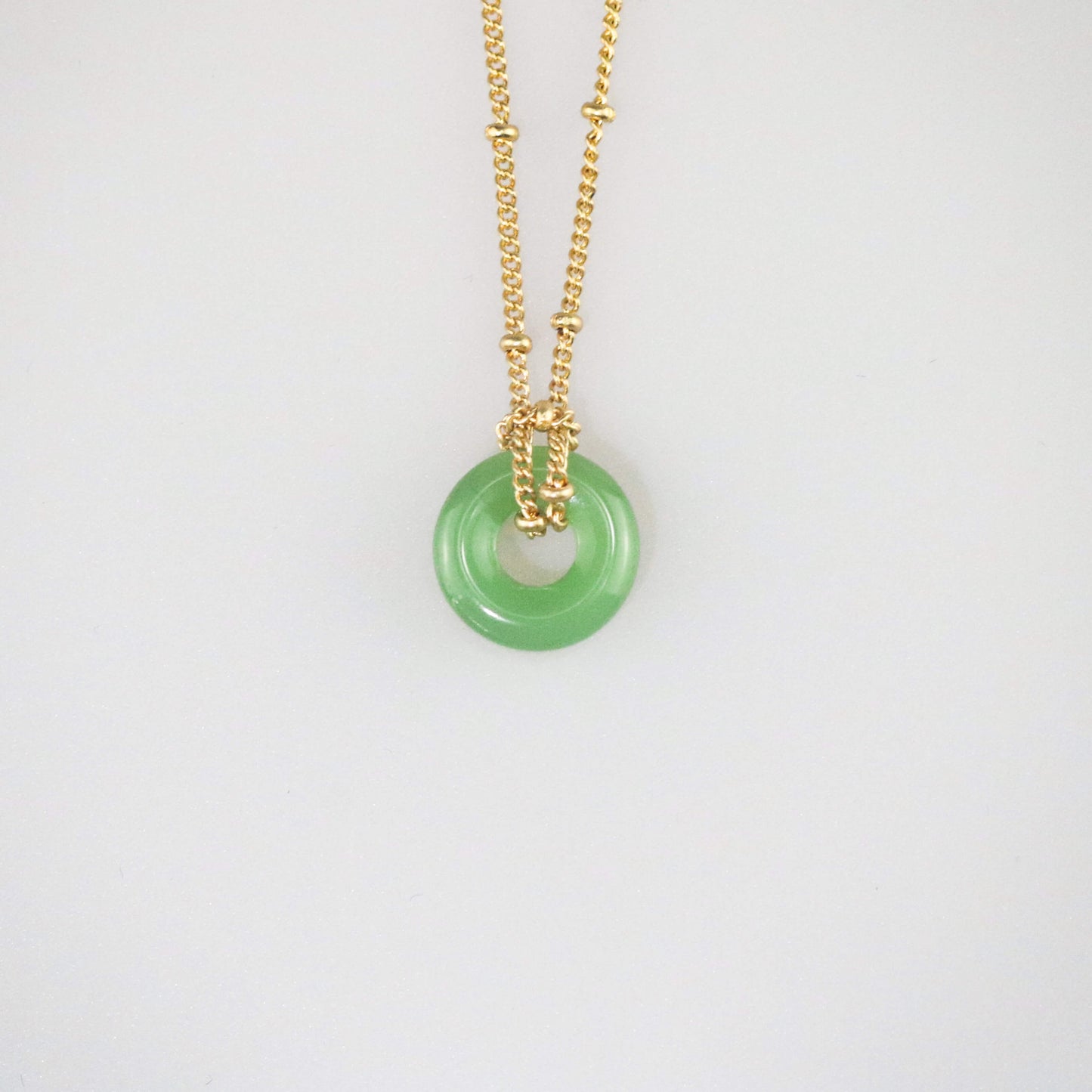 green jade necklace with stainless steel chain