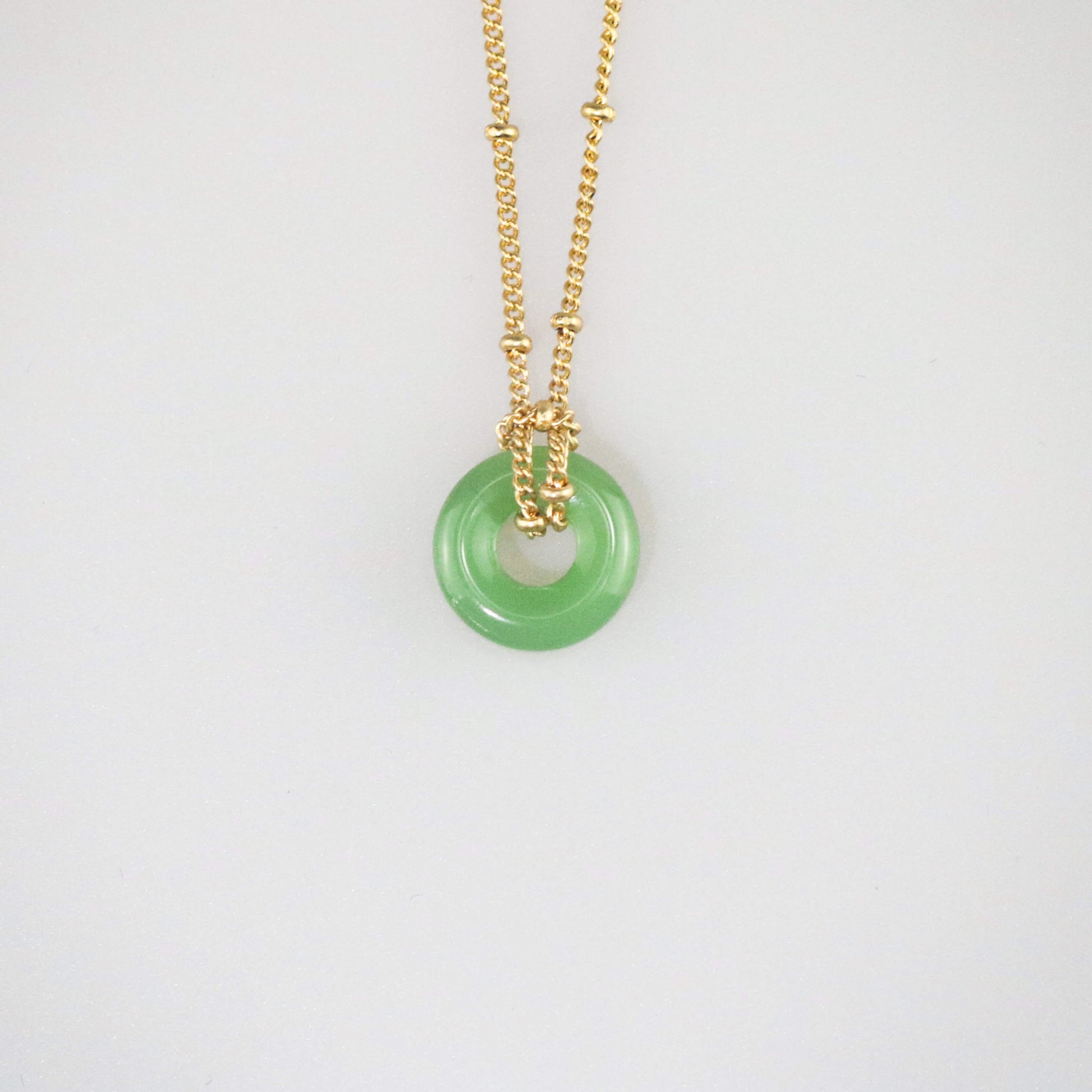 green jade necklace with stainless steel chain