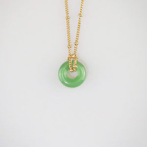 green jade necklace with stainless steel chain