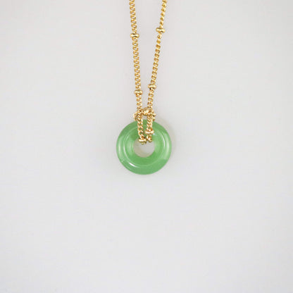 green jade necklace with stainless steel chain