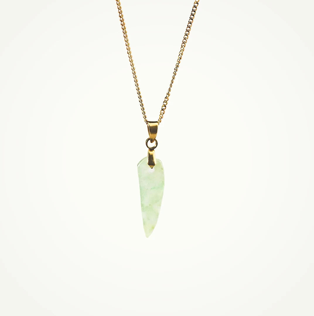 raw green jade pendant necklace