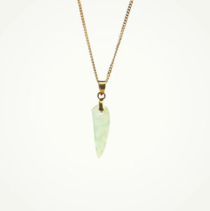 raw green jade pendant necklace