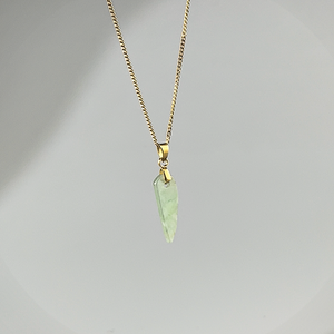 raw green jade necklace
