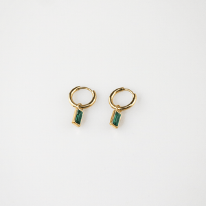 green stone drop earrings