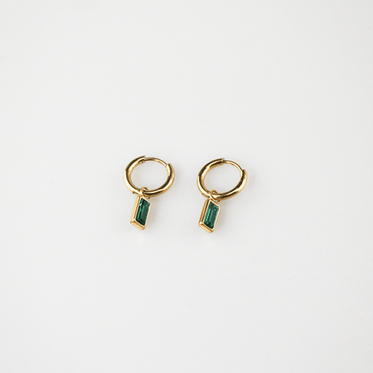 green stone drop earrings