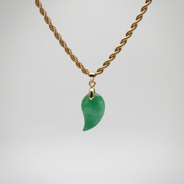 Gold Jade Comma Pendant Necklace - Waterproof